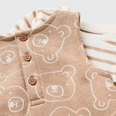 MTX04: Baby Brown Bear Print Dungaree & Top Outfit (0-18 Months)